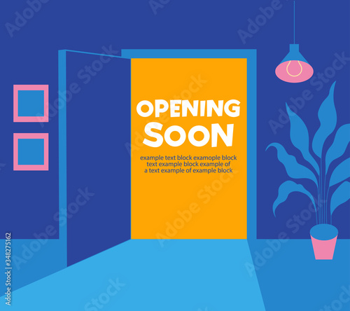 Opening soon. An open door from the room to the outside. The end of self-isolation.