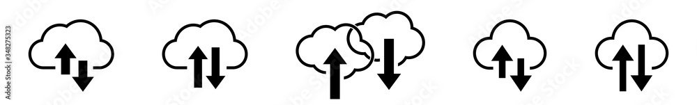 Cloud Upload Download Icon Black | Clouds Arrow Up Down Illustration | Computing Storage Symbol | Server Data Internet Logo | IT Service Sign | Isolated | Variations Cloud Upload Download Icon Black | Clouds Arrow Up Down Illustration | Computing Storage Symbol | Server Data Internet Logo | IT Service Sign | Isolated | Variations