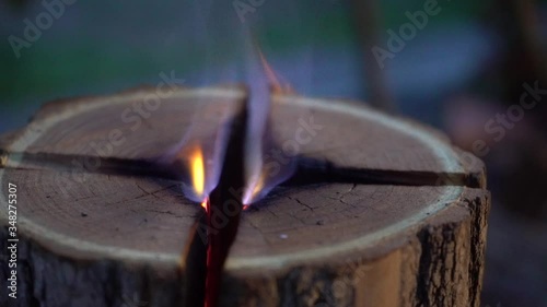 Burn swedish torch in the camp