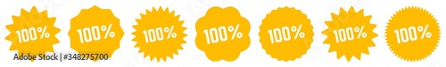100 % Tag Orange | 100 Percent Icon | Sticker | Label | Variations