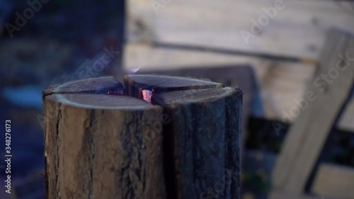 Burn swedish torch in the camp