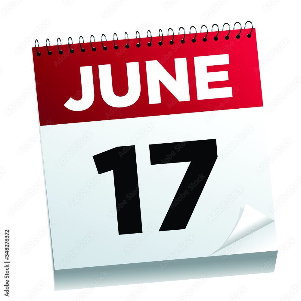 June 17th on a calendar page - illustrated. June 17th on a calendar page - illustrated.