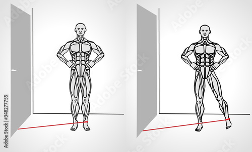 Leg adductor with band leg adductor exercise