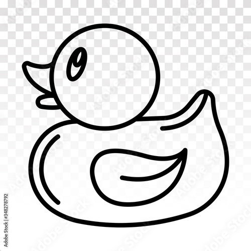 Rubber ducks or ducky bath toy line art icons for apps or websites