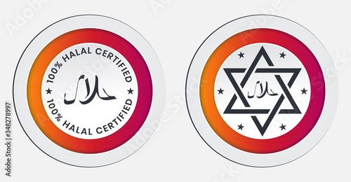 100% Halal certified food product sticker labels for apps or websites