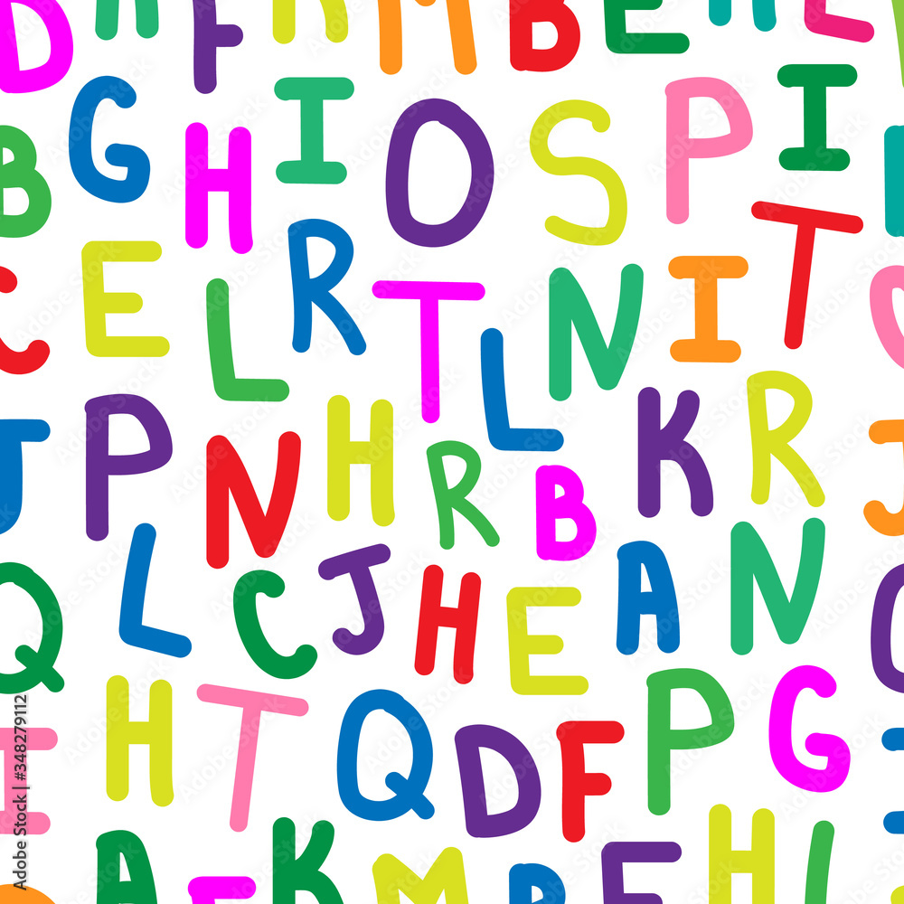 Colored children`s background. Alphabet.