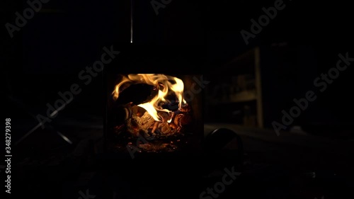 Firewood burning in the stove