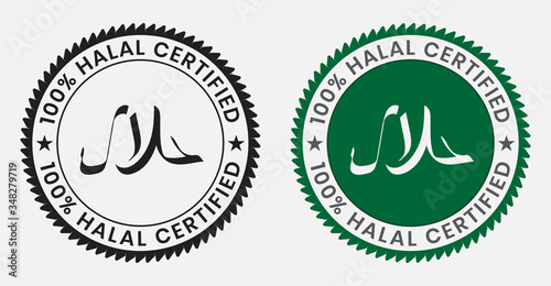 100% Halal certified food product sticker labels for apps or websites