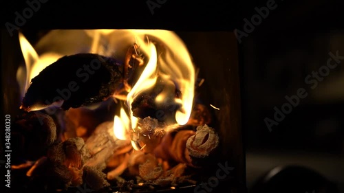 Firewood burning in the stove