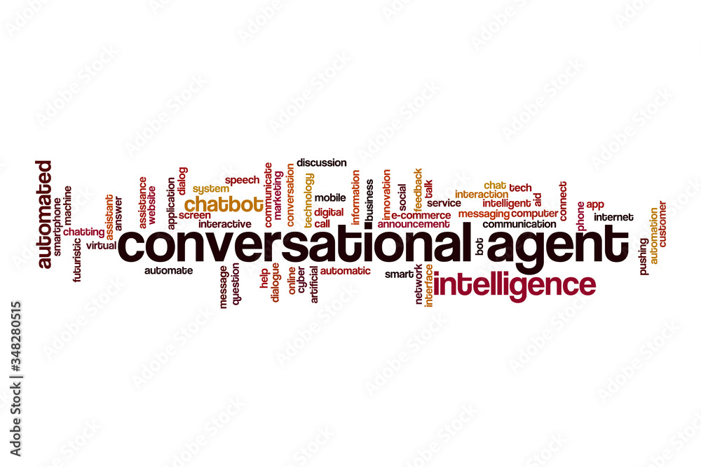 Conversational agent word cloud concept Conversational agent word cloud concept
