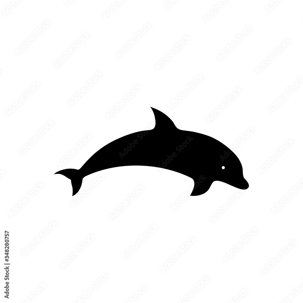 Fototapeta premium Black dolphin shape vector illustration isolated on white