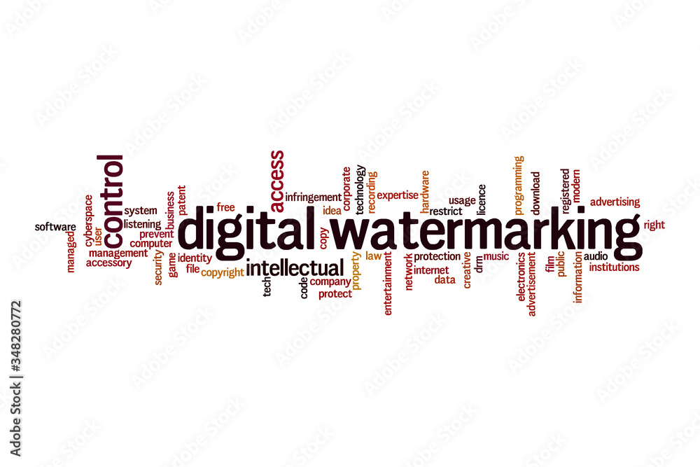 Digital watermarking word cloud concept Digital watermarking word cloud concept
