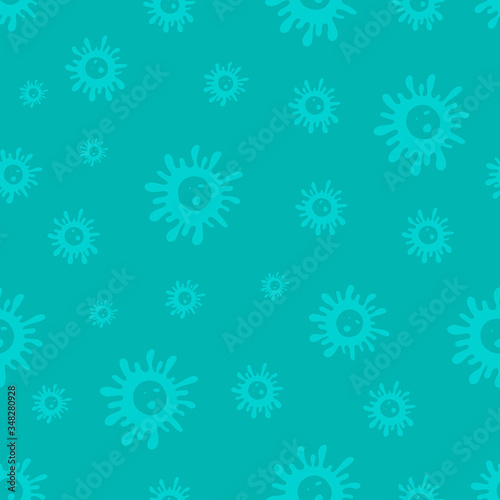 Bacteria and germs pattern, micro-organisms disease-causing objects, bacteria, viruses background. Vector doodle style. Microbes and viruses pattern. Microscopic bacterium backdrop. Corona Viruses