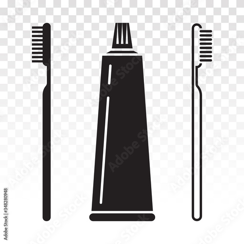 Toothbrush / tooth brush and toothpaste flat vector icon for apps or website