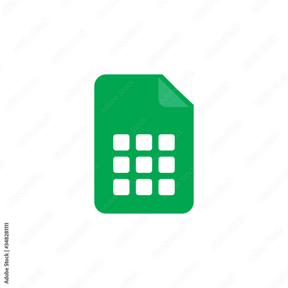 Spreadsheet icon design isolated on white background Stock Vector