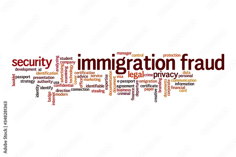 Immigration fraud word cloud concept