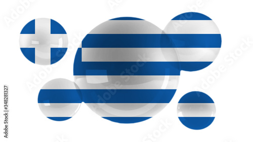 Greece flag on bubbles. 3D illustration