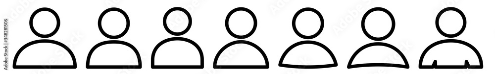 User Icon Black Line | Avatar Illustration | Client Symbol | Member Profile Logo | Login Head Sign | Isolated | Variations User Icon Black Line | Avatar Illustration | Client Symbol | Member Profile Logo | Login Head Sign | Isolated | Variations