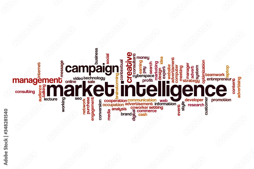 Market intelligence word cloud concept Market intelligence word cloud concept