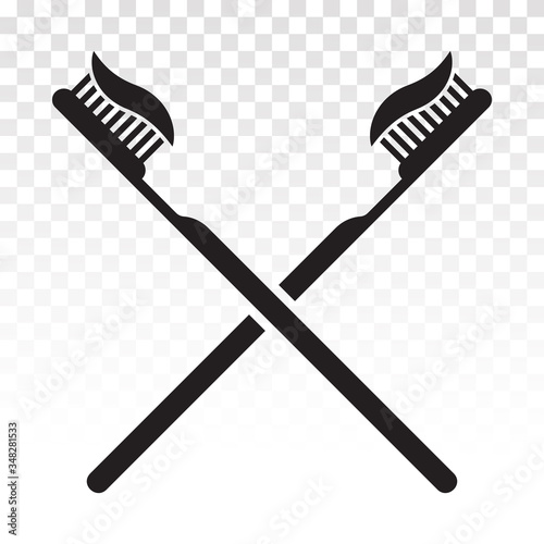 Toothbrush / tooth brush with toothpaste flat icons for apps and websites