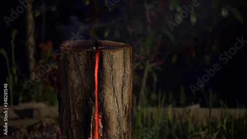 Burn swedish torch in the camp