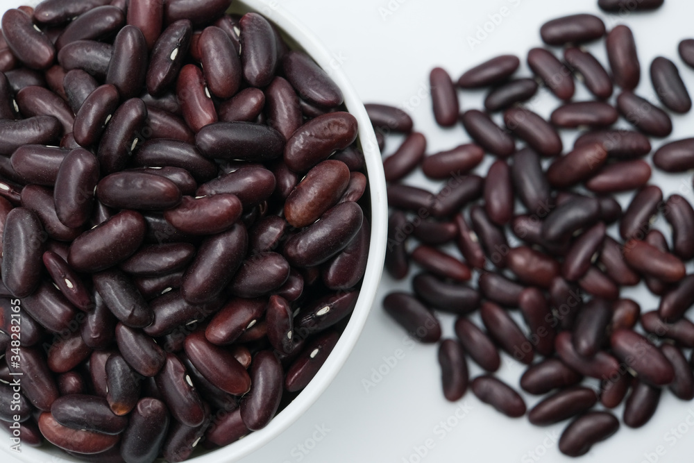 Red Kidney Bean or Phaseolus vulgaris shot on a white isolated background. Red Kidney Bean or Phaseolus vulgaris shot on a white isolated background.