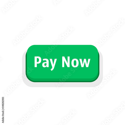 green pay now button isolated on white