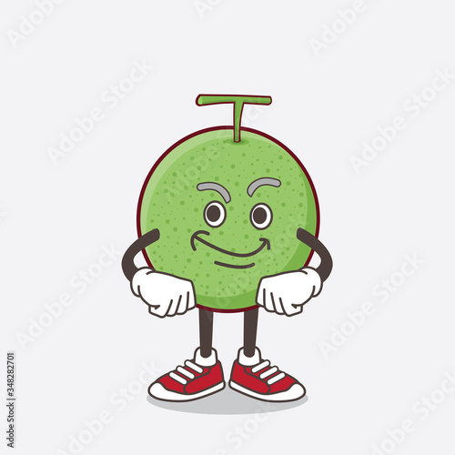 Melon Fruit cartoon mascot character with smirking face