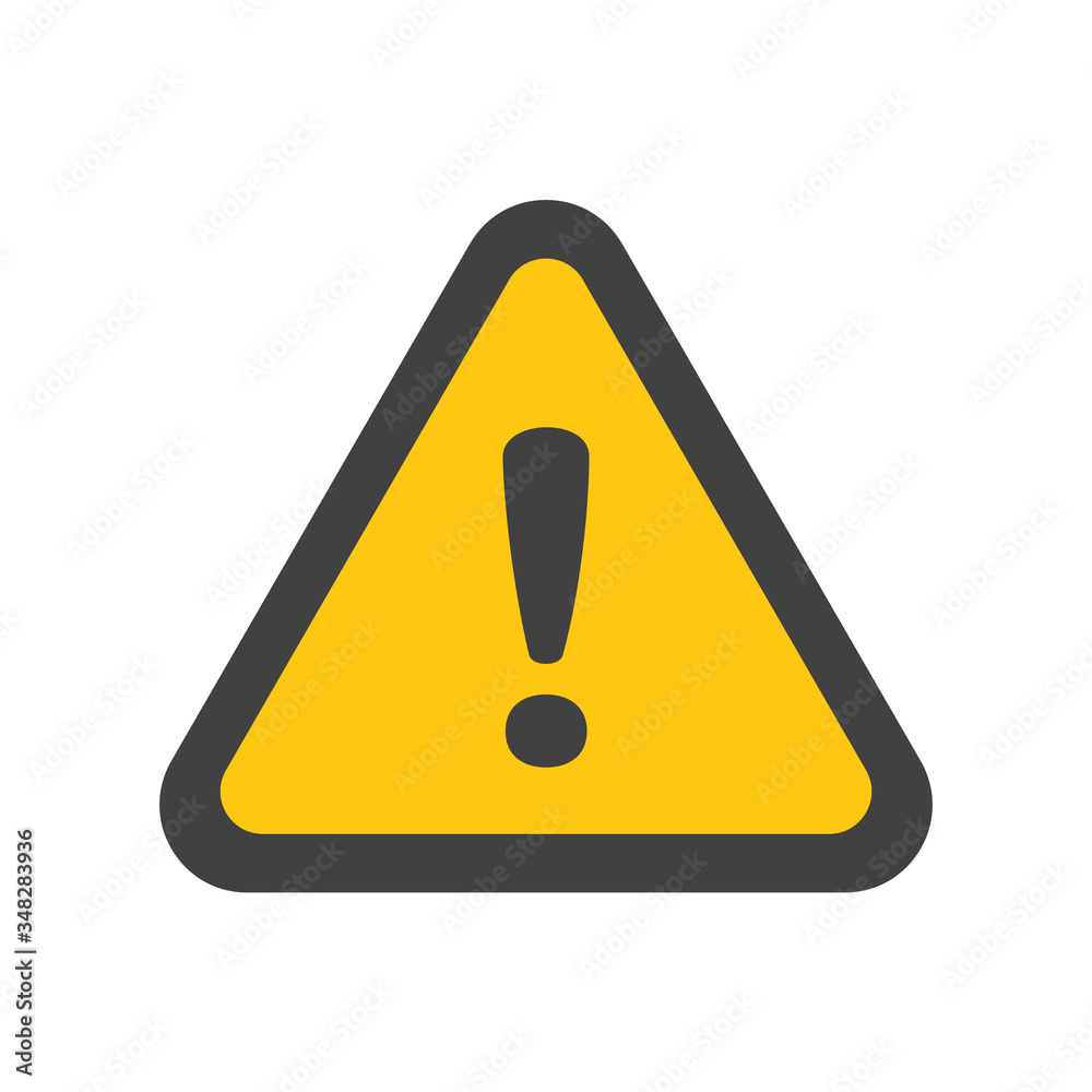 Alert icon, triangle shape with exclamation mark. Warning attention sign. Alert icon, triangle shape with exclamation mark. Warning attention sign.