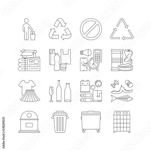 set of garbage cans with sorted garbage
