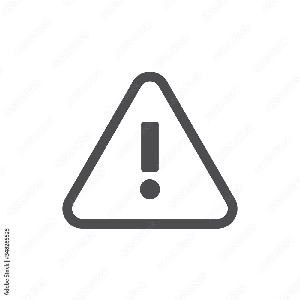 Alert icon, triangle shape with exclamation mark. Warning attention sign. Alert icon, triangle shape with exclamation mark. Warning attention sign.