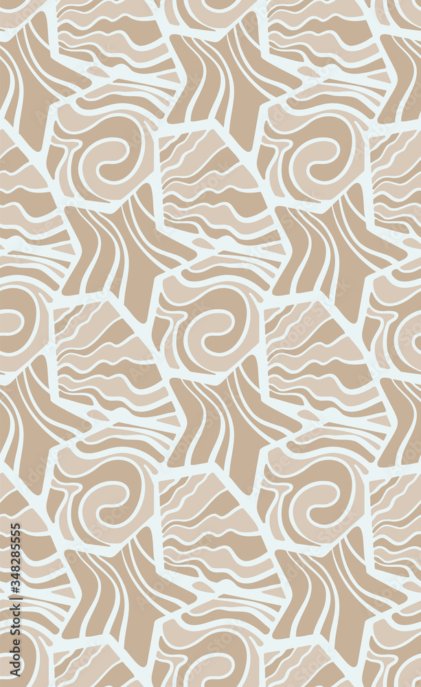 Geometric seamless pattern with a nautical theme. Light brown tones. Vector flat graphics. 