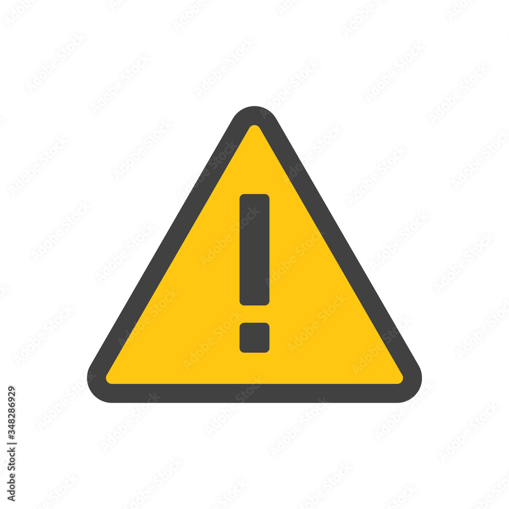 Alert icon, triangle shape with exclamation mark. Warning attention sign. Alert icon, triangle shape with exclamation mark. Warning attention sign.
