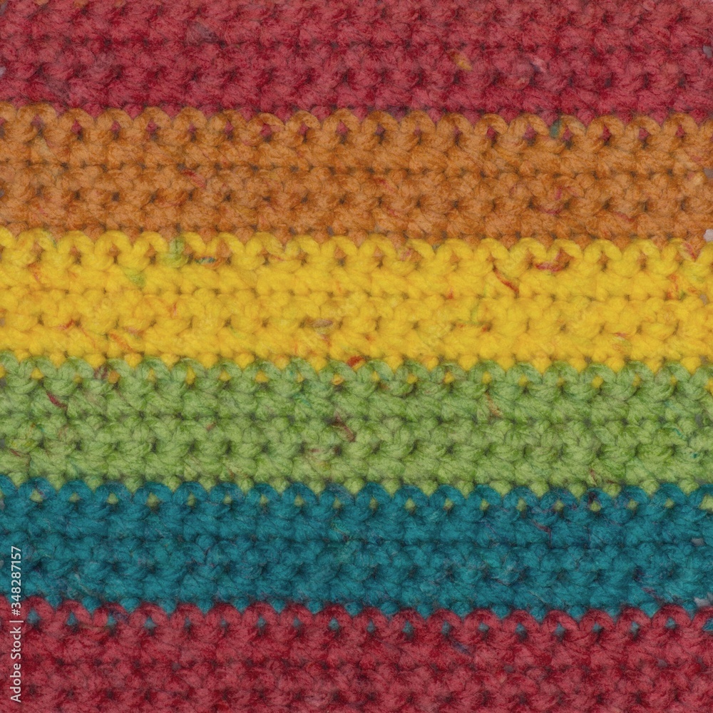 Rainbow colored acrylic yarn texture