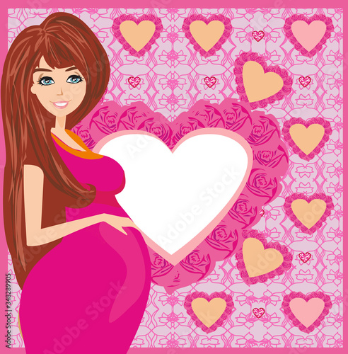 beautiful pregnant woman - Baby shower invitation