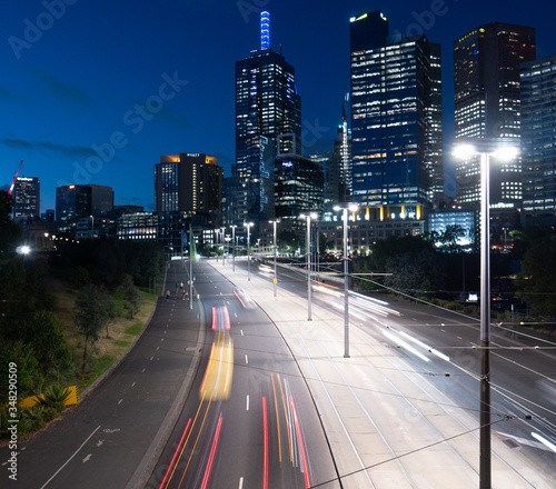 Photography Night view of melbourne city skyline