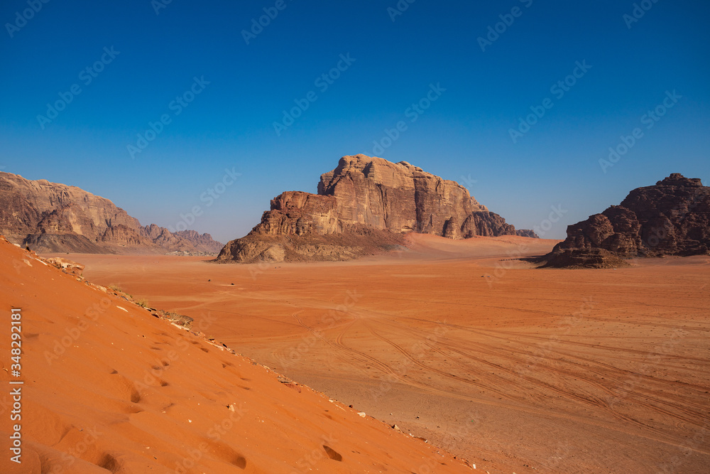 panorama nel deserto Wadi Rum, Giordania