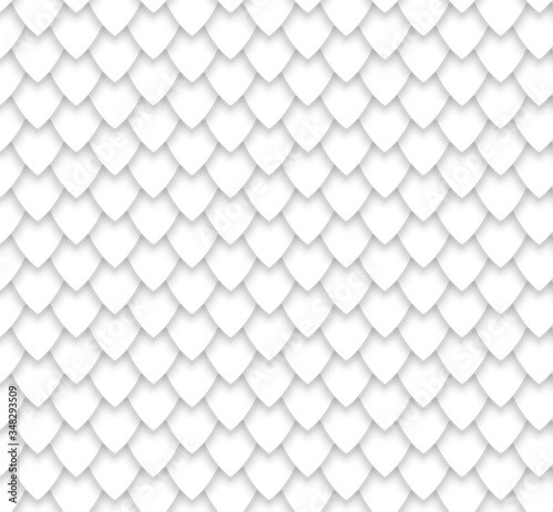 Fish, mermaid, dragon, snake scales. Black and white geometric pattern. Black and white minimal background. Abstract 3d origami paper. Background for your design. Vector illustration. © Iuliia