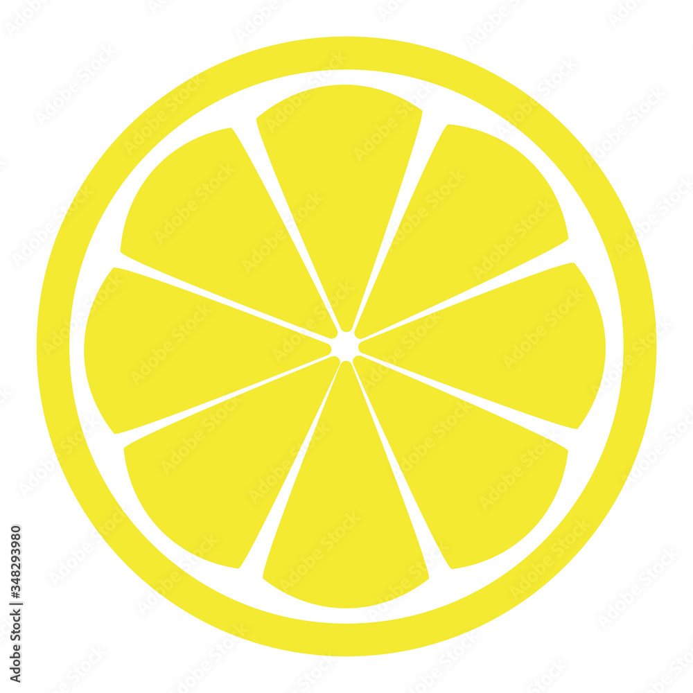 Lemon slice, vector isolated pattern, yellow tropical fruit