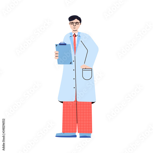 Man professional doctor in medical uniform cartoon vector illustration isolated.