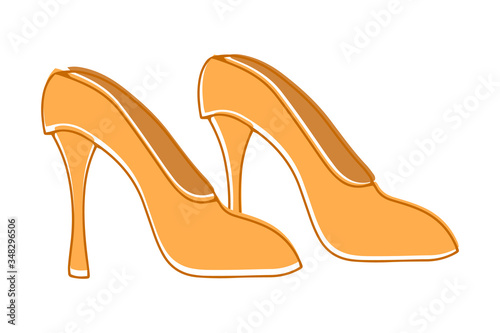 Doodle women shoes icon isolated on white. Hand drawing line art. Sketch vector stock illustration. EPS 10