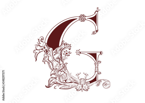 Letter - G with ornaments