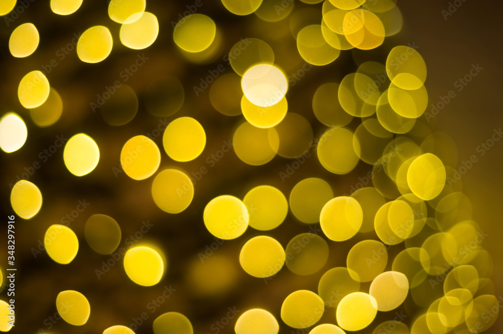 Lots of yellow garland lights with bokeh effect. New Year. Lots of yellow garland lights with bokeh effect. New Year.
