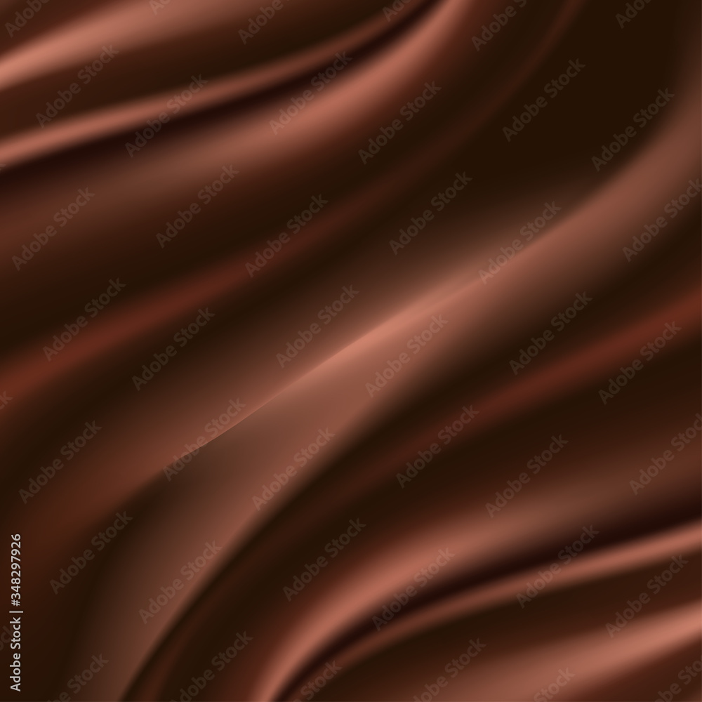 Chocolate satin background, smooth silk choco waves and swirls. Vector illustration Chocolate satin background, smooth silk choco waves and swirls. Vector illustration