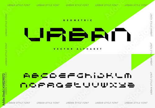 Urban futuristic font design. Geometric vector alphabet.