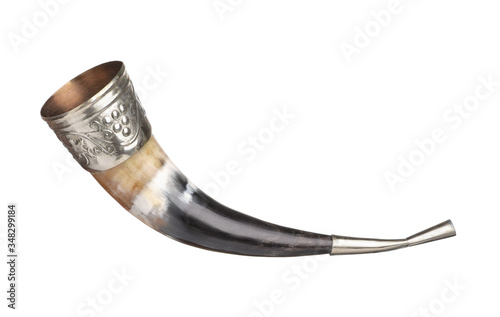Side view of old drinking horn photo