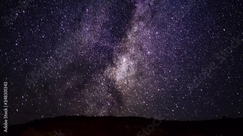 Moving milky way timelapse footage. Amazing 4k video recorded in Coober Pedy, Australia.  photo