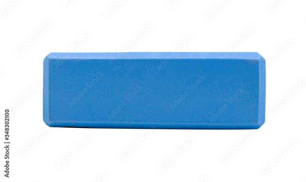Rectangular blue yoga block, brick for sport isolated on a white background. Rectangular blue yoga block, brick for sport isolated on a white background.