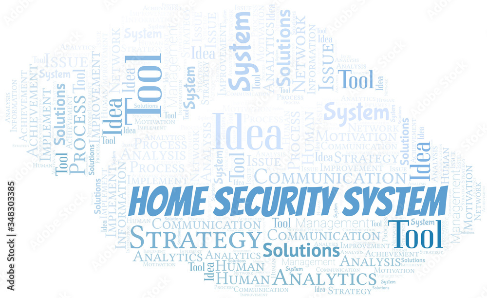 Home Security System typography vector word cloud. Home Security System typography vector word cloud.