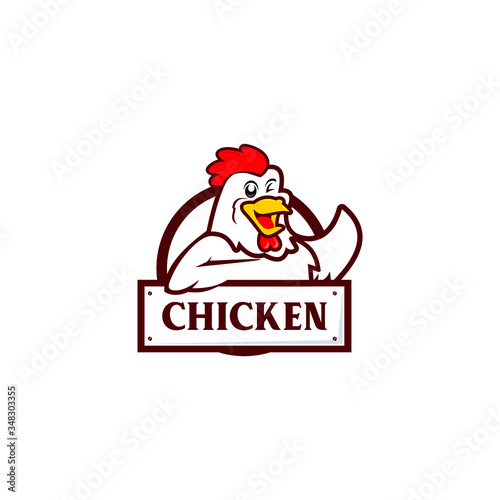 cartoon chicken with blank sign